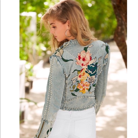 Blank NYC Jackets & Blazers - NWT Blank NYC Embroidered & studded jean jacket
